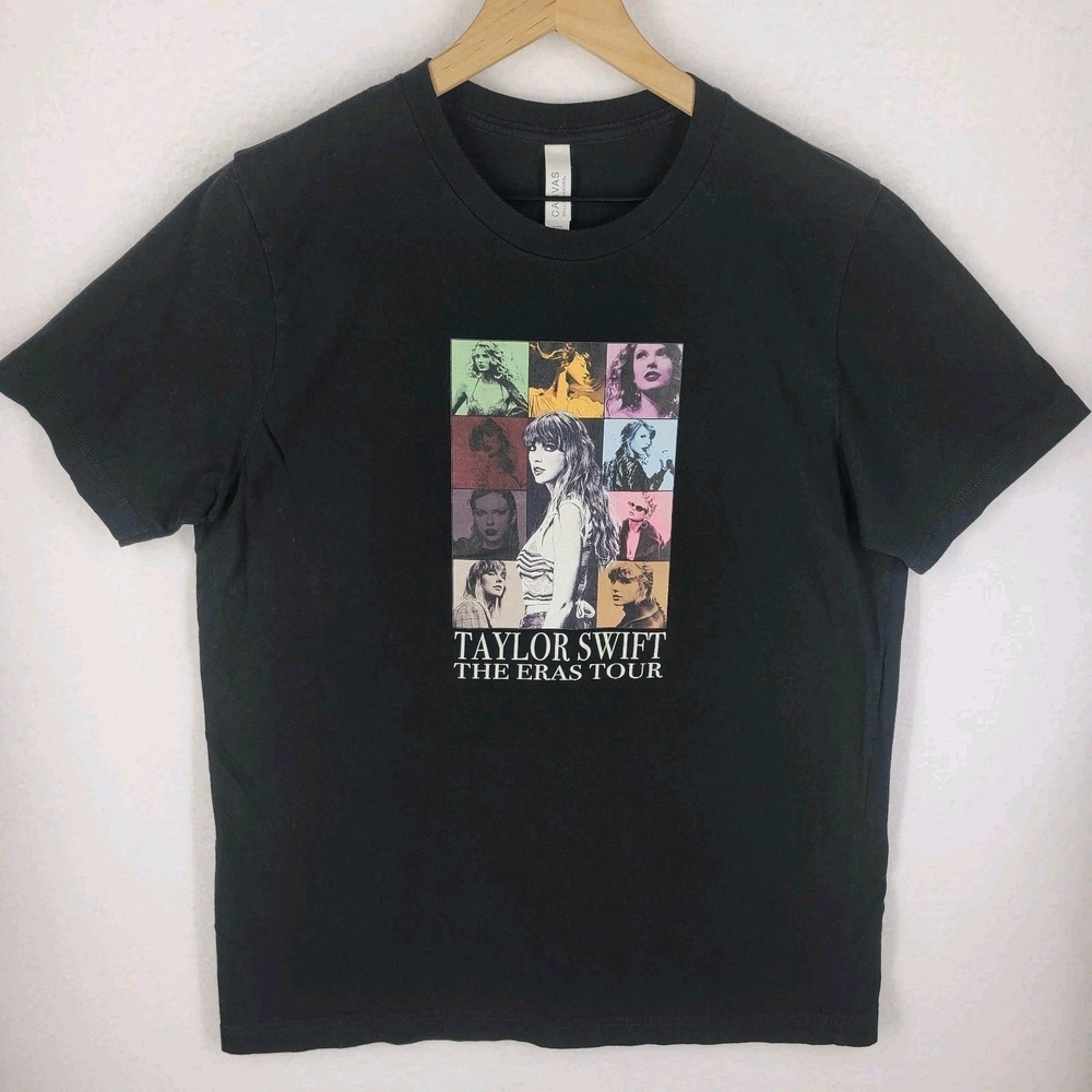 Taylor Swift The Eras Tour T-Shirt Women's L‎ Black Cotton Graphic Concert Tee